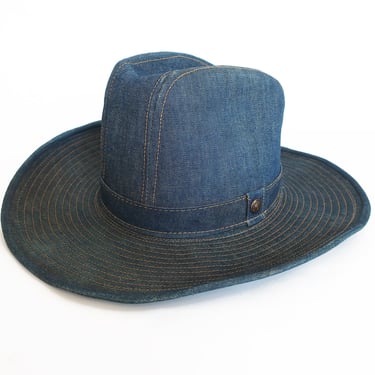 vintage Levis denim / denim cowboy hat / 1970s Levis denim western wear cowboy hat 