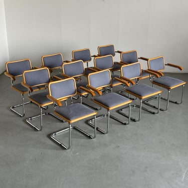 1 of 12 Vintage Mid-Century Modern Upholstered Cesca Armchairs by Bene Austria, B64 Marcel Breuer, Bauhaus Design, 1980s Austria 
