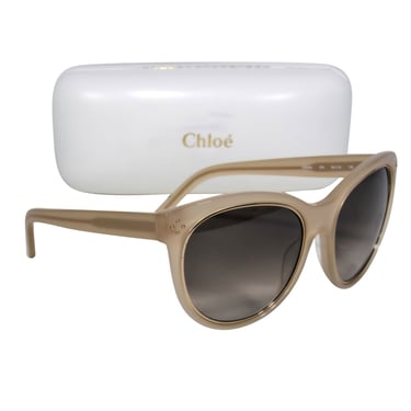 Chloe - Beige Studded Cat Eye Sunglasses