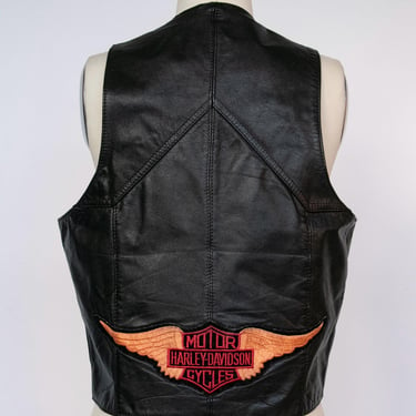 1970s Leather Vest Top Harley Davidson M/S 