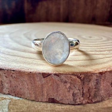 DROP OF MOONSTONE Sterling Silver Ring | Handcrafted in India | Peace, Calmness, Stability | Size 7 