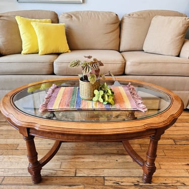 Sweet Oval Oak + Glass Coffee Table