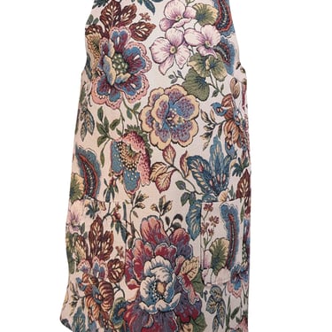 Sezane - Beige & Multi Color Floral Tapestry "Samia" Dress Sz 10