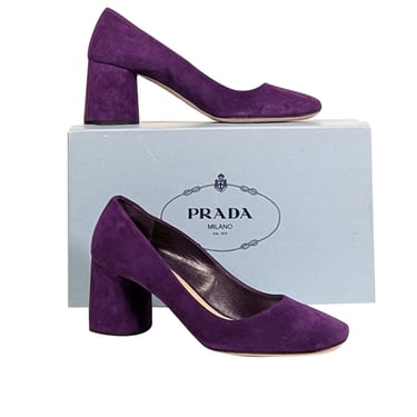 Prada - Purple Suede Rounded Toe Low Pumps Sz 8