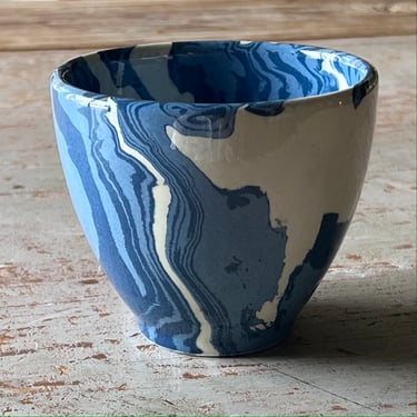 Blue Marbled High Bowl/Cup