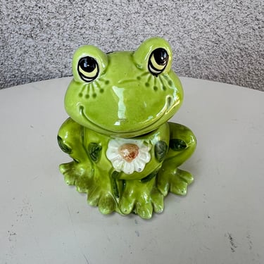 Vintage potpourri figurine Frog green by A Lorrie Design 3.5” 