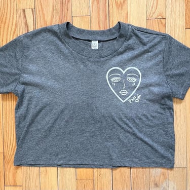 Cry Baby heather gray cotton blend cropped tee 