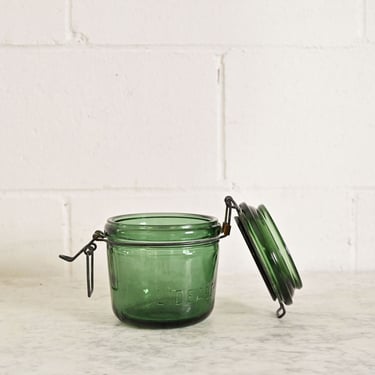 vintage french emerald green canning jar