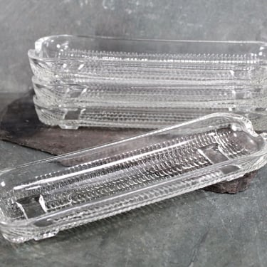 Set of 6 Pressed Glass Corn on the Cob Dishes | Made in Brazil | BBQ Serving | Summer Cookout 
