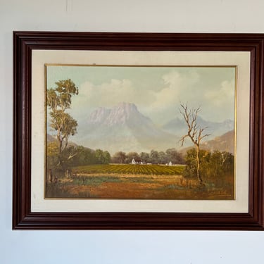 1970's Heinrich Cloete Impressionist Farmhouse Landscape Oil Painting 