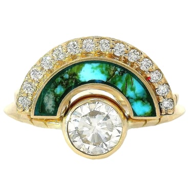 The Karuna - White Diamond & Turquoise Ring Set