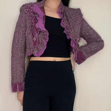 Vintage Y2K Purple Cropped Embellished Blazer by VintageRosemond