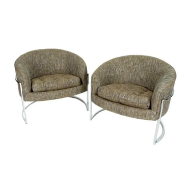 Pair of Chrome Barrel Chairs