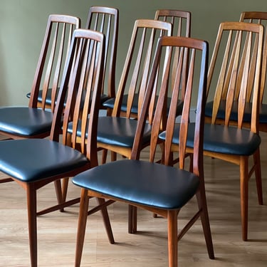 Eight Eva Chairs by Neils Koefoed, two in Teak and Afrormosia, Six in Teak 