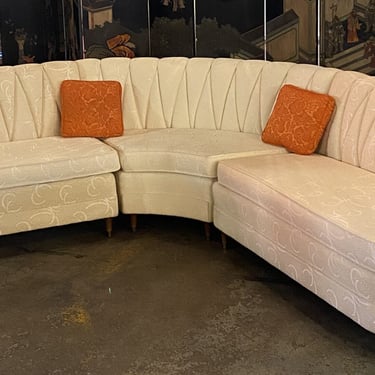 Large White 50s Style Curved 3 Piece Sectional
