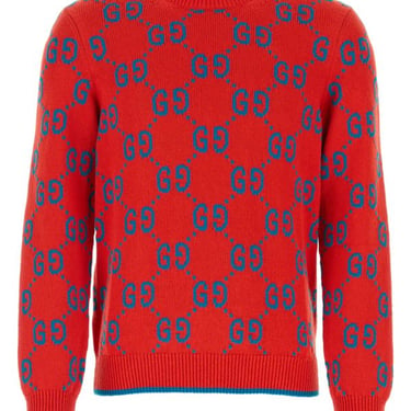 Gucci Man Embroidered Cotton Blend Sweater