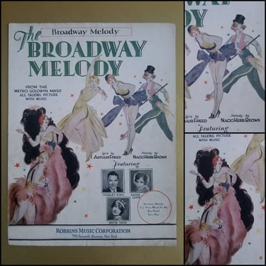 1920s Sheet Music from MGM's The Broadway Melody -  20s Home Decor - 20s Art Deco Print - 20s Movie Memorabilia 