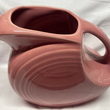 Pink Fiestaware, 64oz, 2 liter Large Disc Water Pitcher in the Rose Peony color~ Vintage Retired Homer Laughlin HLG USA~ Discontinued 