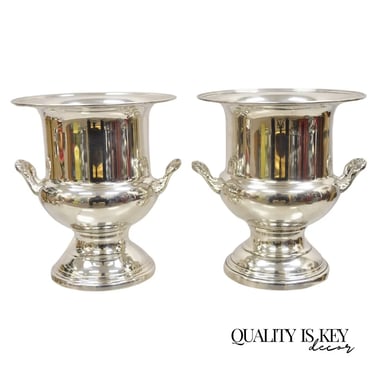 Vintage Oneida Silver Plated Trophy Cup Champagne Chiller Ice Bucket - a Pair