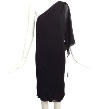 GUCCI- Black Draped Cocktail Dress, Size-Small