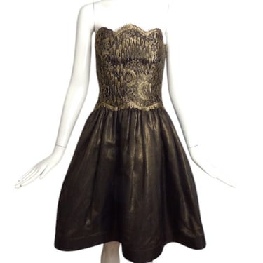 GEOFFREY BEENE- c.1987 Lace & Organza Cocktail Dress, Size 4