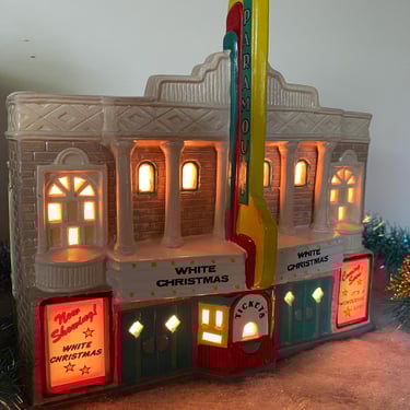 Vintage Paramount Theater, Snow Village, Department 56, No Light Cord, Includes Box, Ceramic Christmas House, Xmas Village 