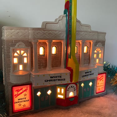 Vintage Paramount Theater, Snow Village, Department 56, No Light Cord, Includes Box, Ceramic Christmas House, Xmas Village 