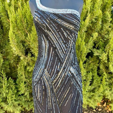 1990s Scala Sequin One-Shoulder Dress 