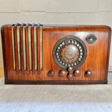 1937 Airline 62-297 AM/SW/MP3 Teledial Radio, Tuning Eye, Bluetooth Option, Serviced & Playing 