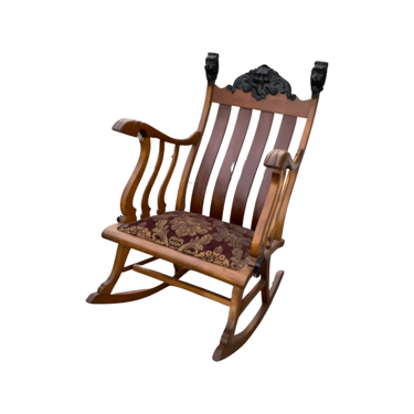 Unique Hand Carved Gothic Two Toned Rocking Chair