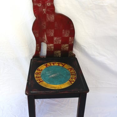 Cat Children's Chair Hand-Painted Kitty Theme 