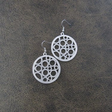 Mid century modern silver geometric earrings 