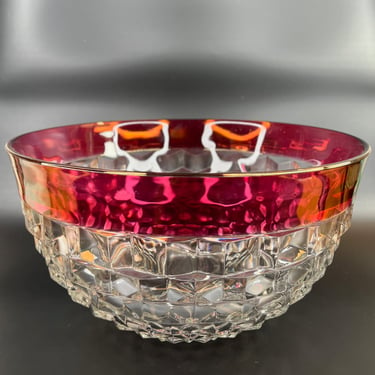 Red Ruby Flash Whitehall Design - Sparkly Crystal Colony Bowl for Parties and Dinners, Unique Glassware 