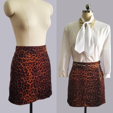 Y2K Velvet Leopard Print Mini Skirt by Luxe - Y2K Skirt - Women's Vintage Size Small 