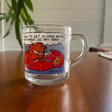 Garfield Mug 1980s Vintage Anchor Hocking Glass McDonalds Canoe Odie 