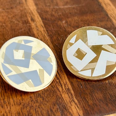 Clip On Earrings Geometric Gold Tone  Design Vintage Avon Jewelry  80s 90s Retro 