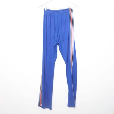 vintage 1970s TRACK pants royal blue STRIPED adidas style pants super soft 70s track pants -- size small 