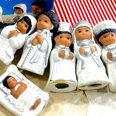 VINTAGE: 6pcs - Bisque Porcelain Nativity Set in Box By Giftco - Christmas Holiday - Kids Nativity - SKU 26-B-00034764 