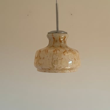 VERY RARE Vintage Opaline Glass Pendant Light / Ceiling Beige Glass Lamp / MCM Lighting / Antique Hanging Light / Retro / 1970s 