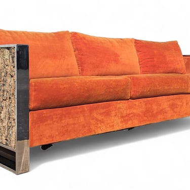 Mid Century Modern Adrian Pearsall Comfort Designs Stainless Steel & Cork Sofa 