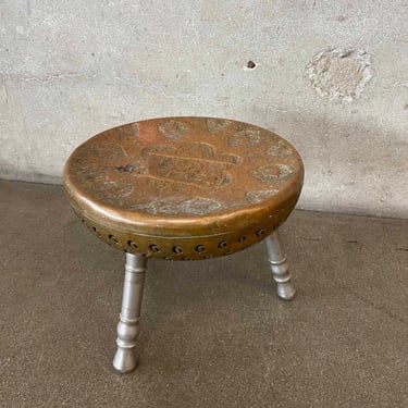 Vintage Tehran Brass Three Legged Foot Warmer Stool