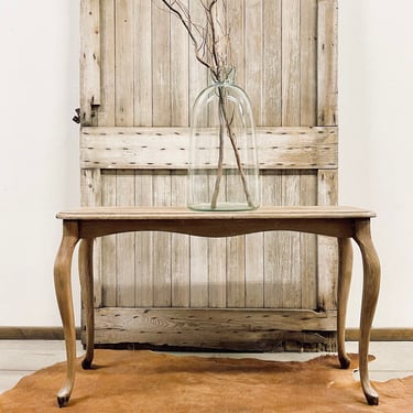 Rustic Queen Anne Wood Console Table Bare Stripped Natural Light Wood Oak Whitewashed Entryway Table Modern Rustic Beachy French Country 