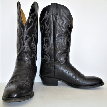 Vintage Nocona Cowboy Boots, size 9D Men, black leather 