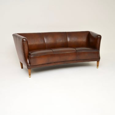 Vintage Danish Cabinetmaker Leather Sofa