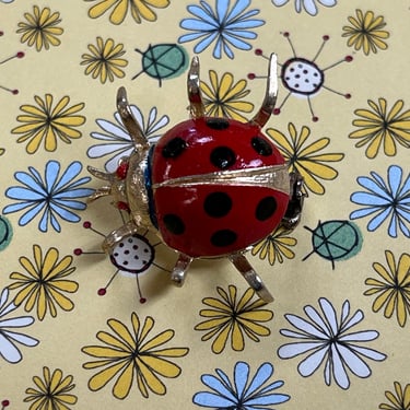 tiny ladybug pin vintage enamel insect brooch 