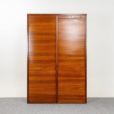 Danish Teak Tambour Double Door File Cabinet - (322-192) 