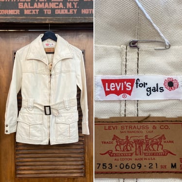 Vintage 1960’s Levi’s Big E Denim Mod Hippie Belted 3/4 Length Jacket, 60’s Jean Jacket, Vintage Clothing 