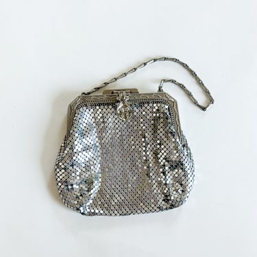 Whiting & Davis l 1930s Silver Mesh Small Purse l 30s Silver Metal Mesh Purse l Whiting and Davis Mesh 