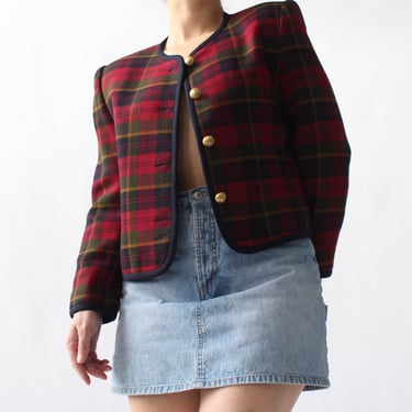 Vintage Cropped Plaid Jacket