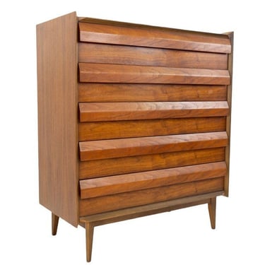 Free Shipping Within Continental US - Vintage Mid Century Modern Lane Walnut Dresser Dovetail Drawers Cabinet Storage 